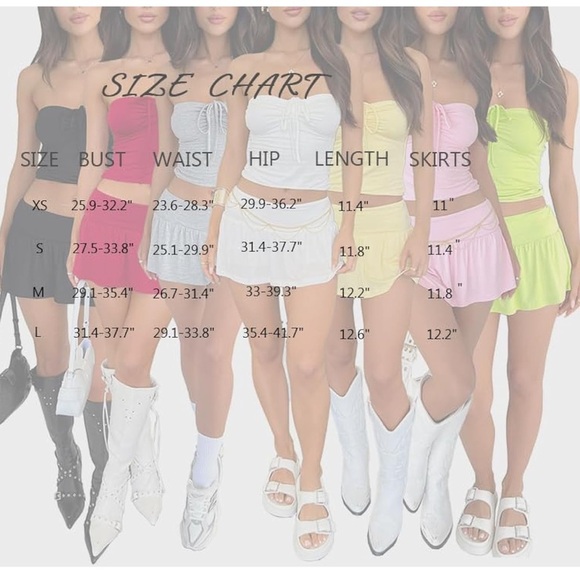 2 Piece Mini Skirts Set Strapless Crop Tops Low Waist Short Skort Skirt
8103 - Picture 6 of 6